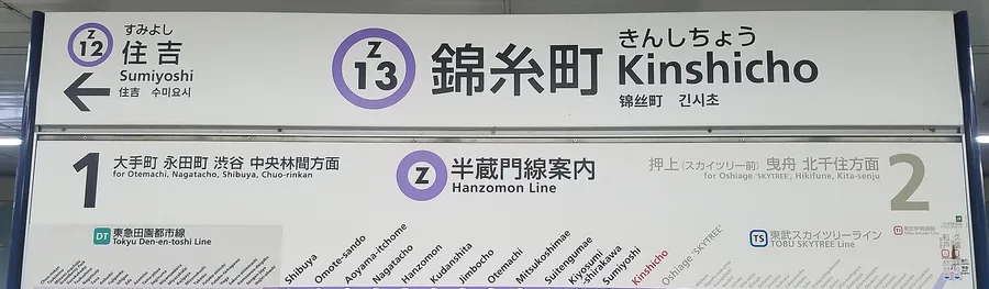 錦糸町 буудлын нэрийн самбар, Z13 тэмдэгтэй